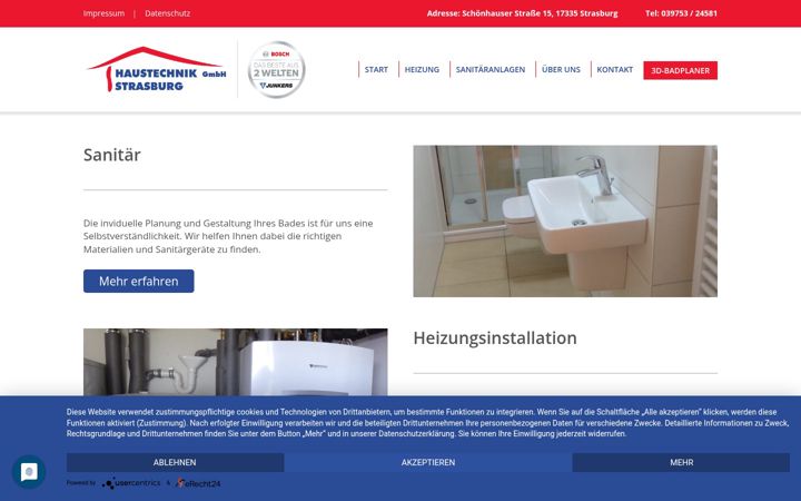 Screenshot of haustechnik-strasburg.de