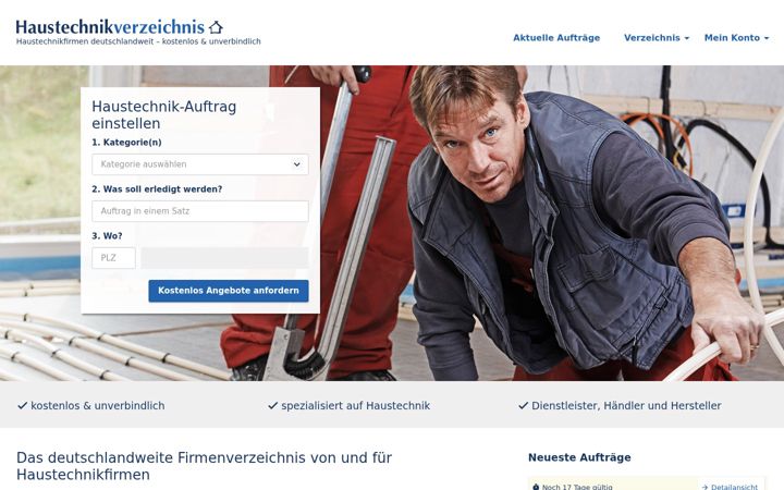 Screenshot of haustechnikverzeichnis.de