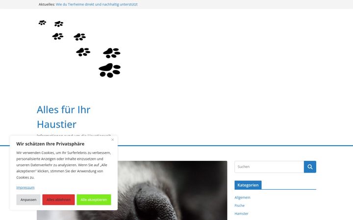 Screenshot of haustier.biz