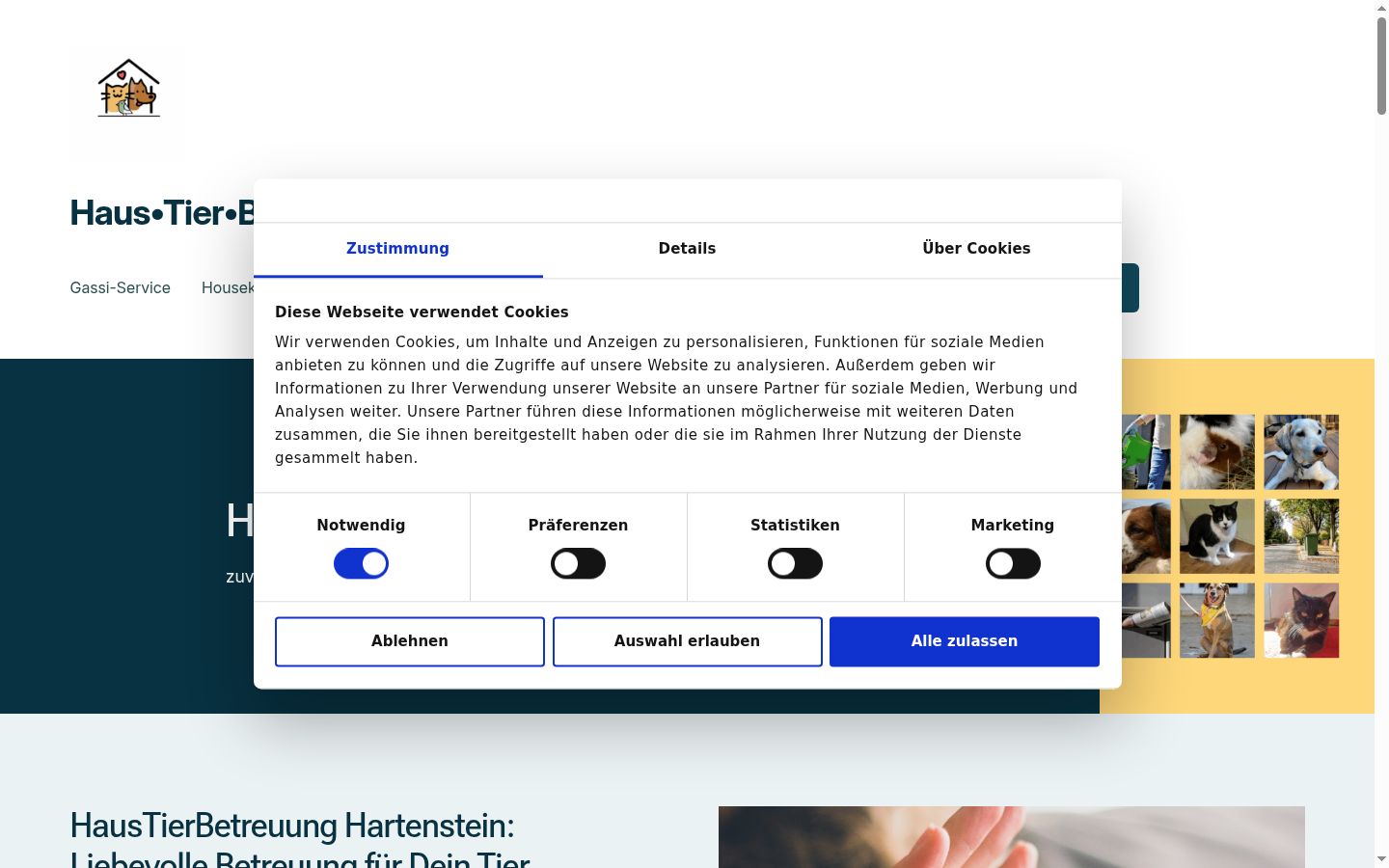 Screenshot del banner di consenso mostrato prima di qualsiasi interazione