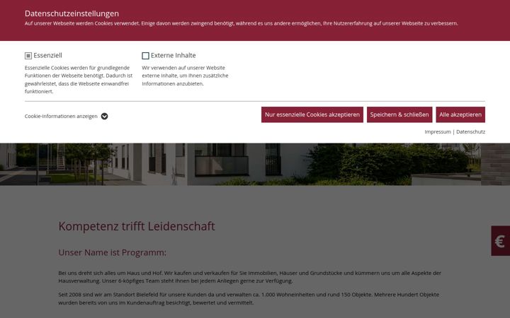 Screenshot of hausundhof-bielefeld.de