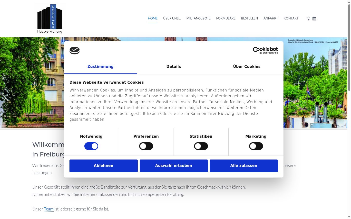 Screenshot of the consent banner shown before any interaction