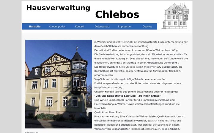 Kuvakaappaus sivustosta hausverwaltung-chlebos.de