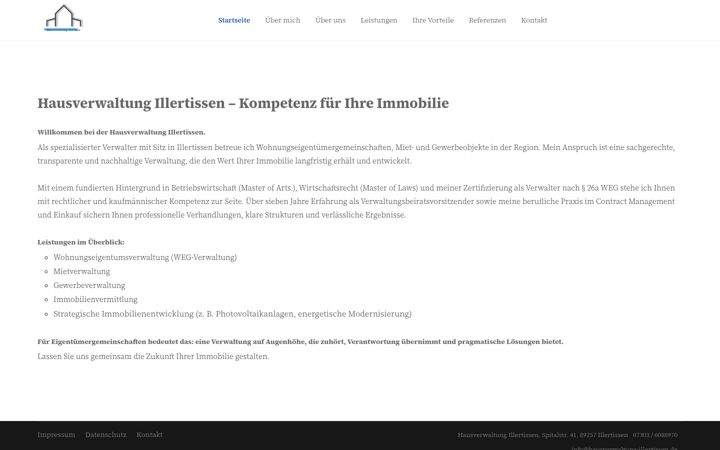 Screenshot of hausverwaltung-illertissen.de