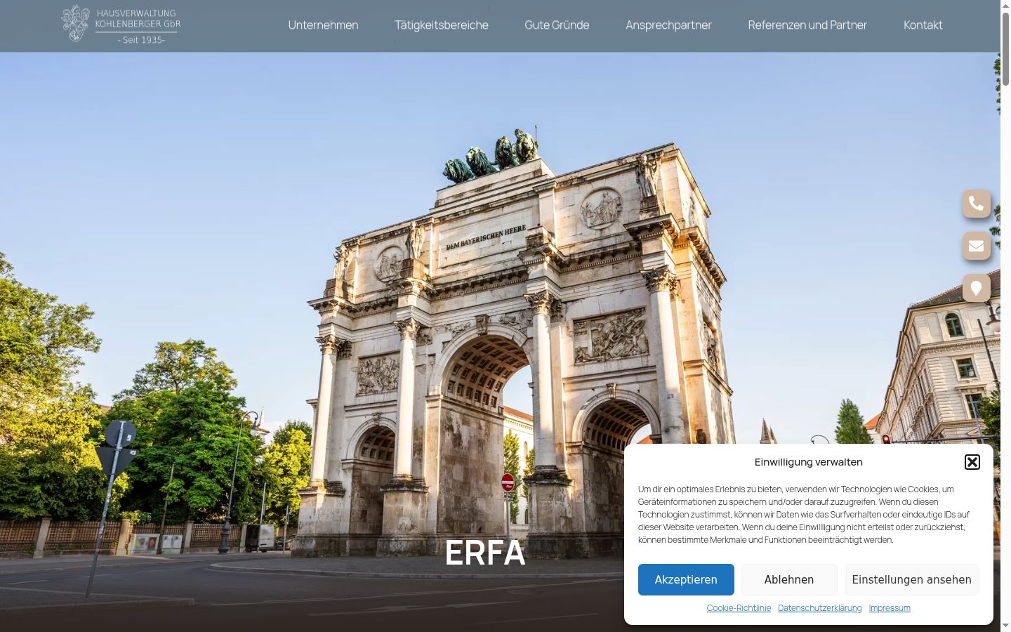 Captura de ecrã do banner de consentimento apresentado antes de qualquer interação