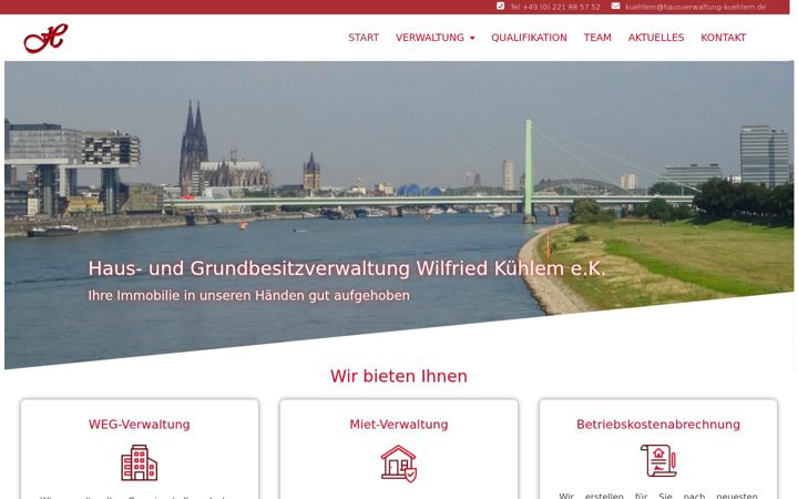Screenshot of hausverwaltung-kuehlem.de