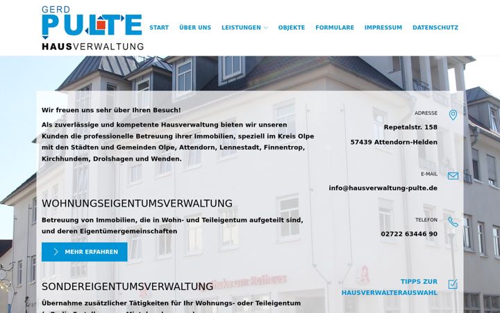 Screenshot of hausverwaltung-pulte.de