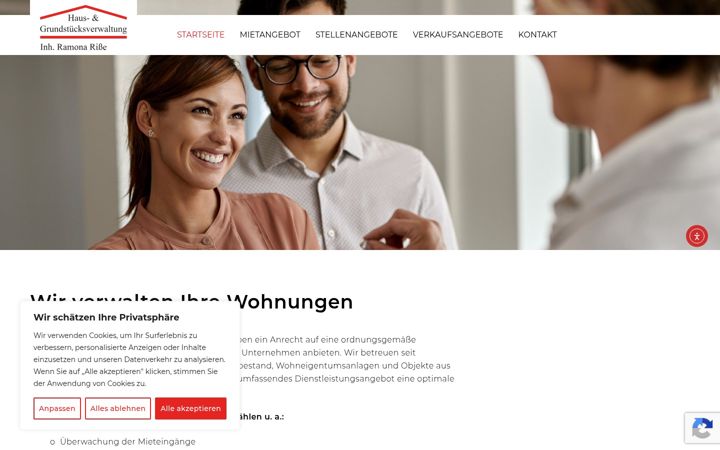 Captura de ecrã de hausverwaltung-risse.de