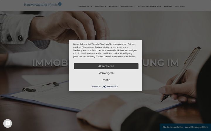 Screenshot of hausverwaltung-wascher.de