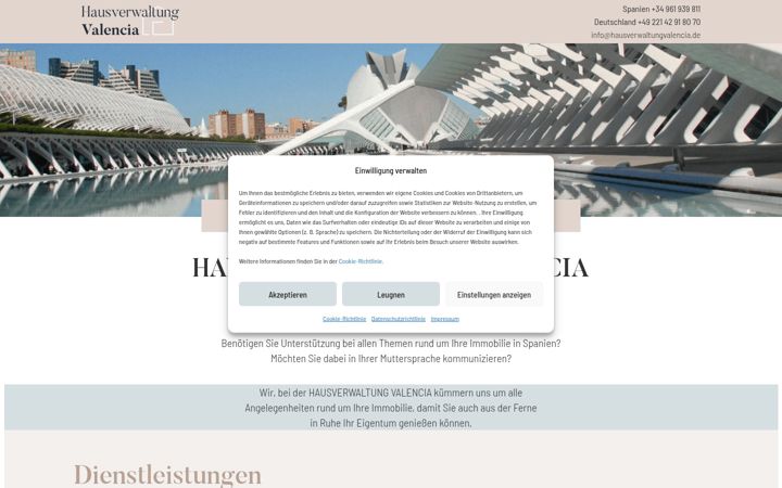 Ekrano kopija hausverwaltungvalencia.de