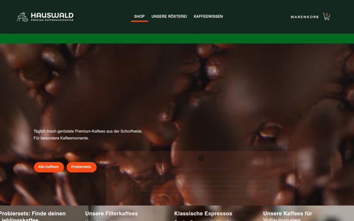 Screenshot of hauswald-kaffee.de
