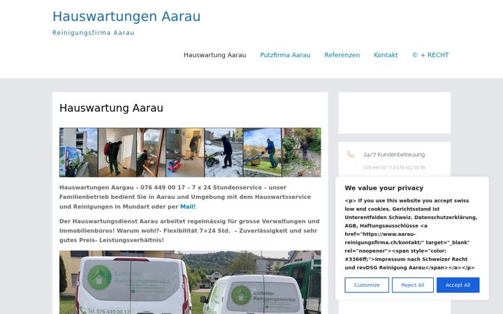Screenshot of hauswartung-aarau.ch