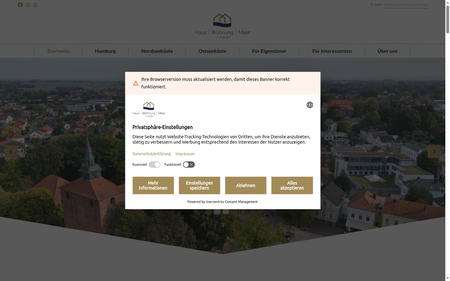 Zrzut ekranu banera zgody wyświetlanego przed jakąkolwiek interakcją