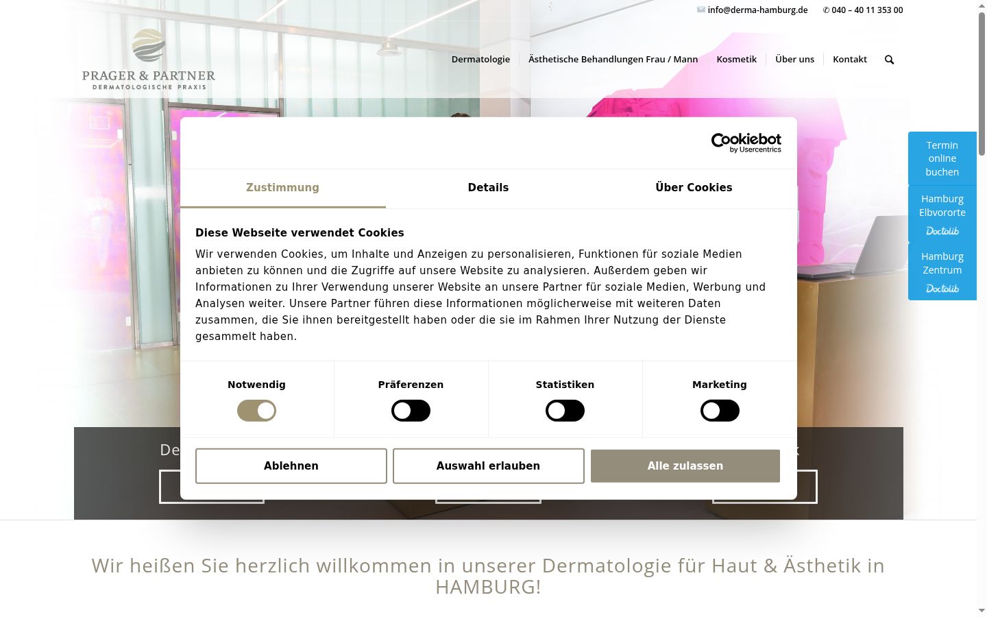 Screenshot van de toestemmingsbanner zoals getoond vóór enige interactie