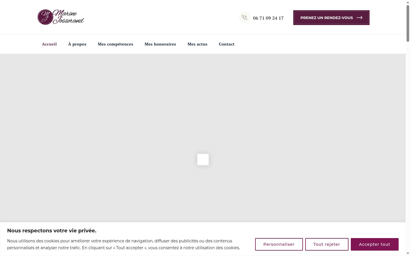 Captura de pantalla del banner de consentimiento mostrado antes de cualquier interacción