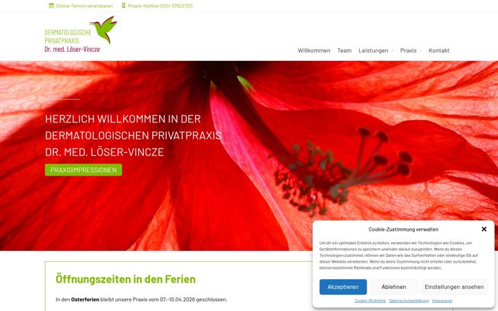 Captura de pantalla de hautaerztin-loeser.de