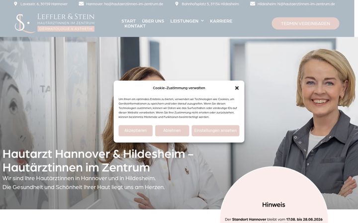 Screenshot of hautaerztinnen-im-zentrum.de