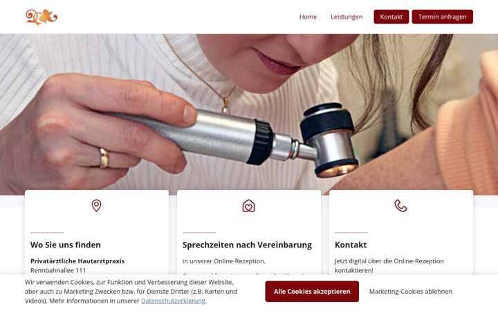 Screenshot of hautaerztliche-privatpraxis.de