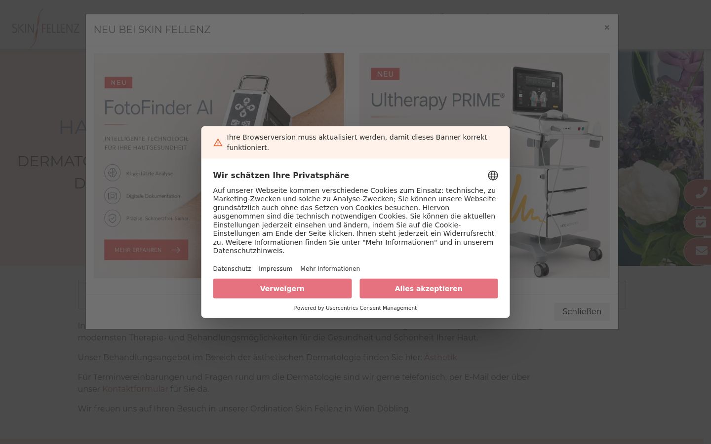 Snimka zaslona bannera za privolu prikazanog prije bilo kakve interakcije