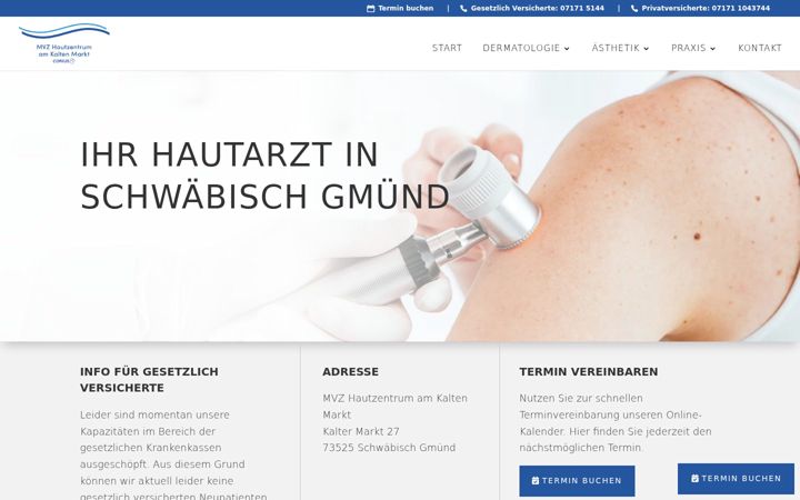 Screenshot of hautarzt-gmuend.de