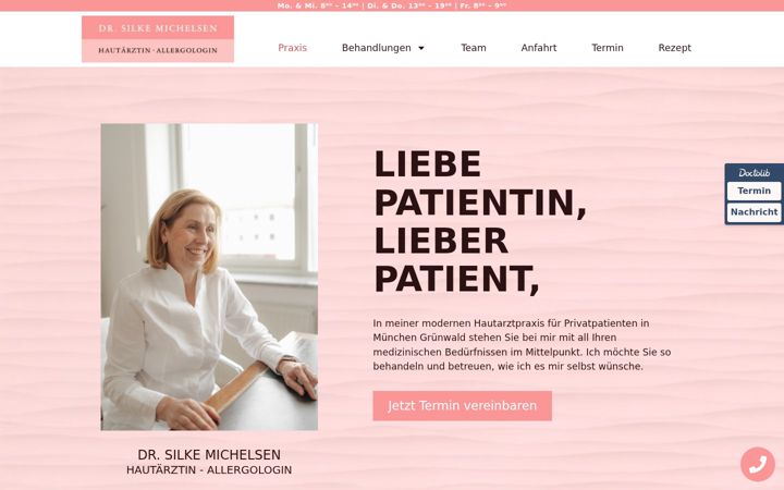 Screenshot of hautarzt-gruenwald.de