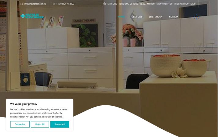 Screenshot of hautarzt-haan.eu
