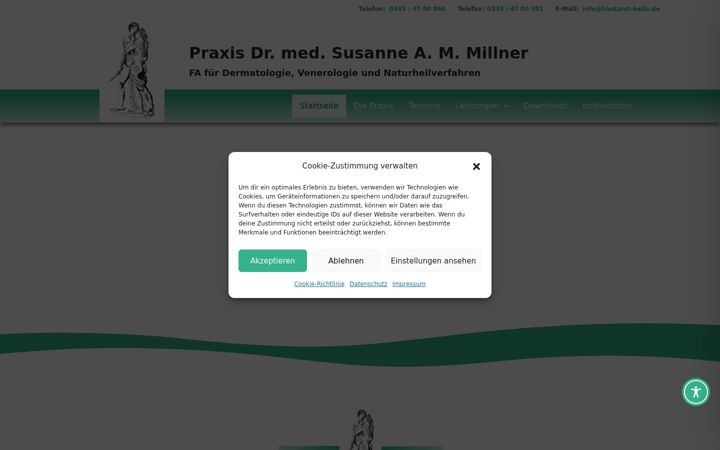 Screenshot van hautarzt-halle.de