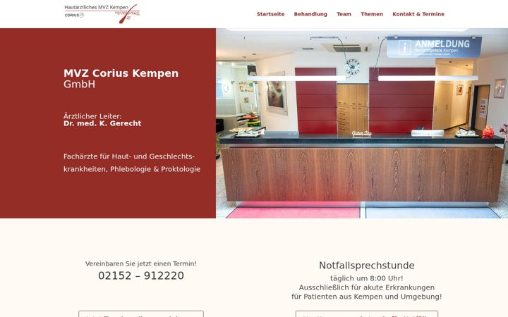 Screenshot of hautarzt-kempen.de