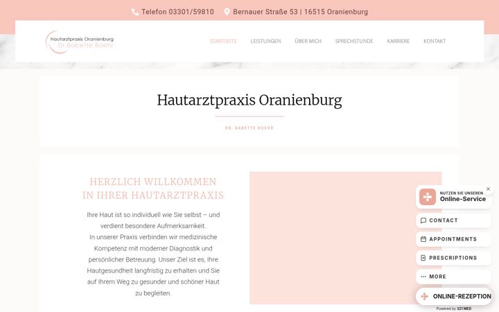 Screenshot of hautarzt-oranienburg.de