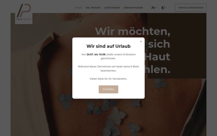 Screenshot of hautarzt-parvin.at