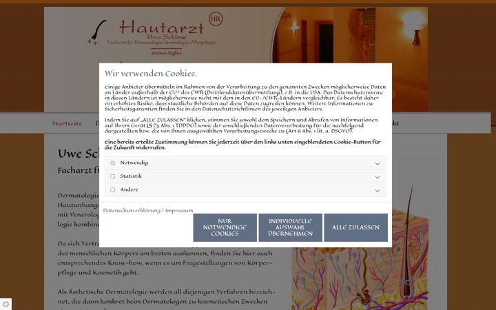 Screenshot of hautarzt-schlese.de