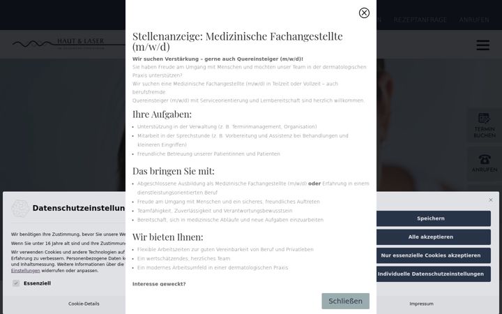 Screenshot of hautarzt-wangen.de