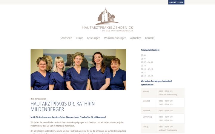 Screenshot of hautarzt-zehdenick.de