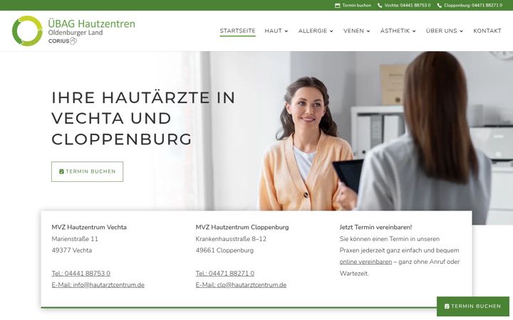 Screenshot van hautarztcentrum.de