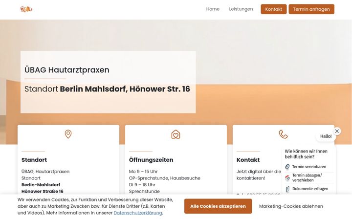 Screenshot of hautarztpraxis-gellrich-mahlsdorf.de