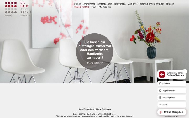 Screenshot of hautarztpraxis-koenigstein.de