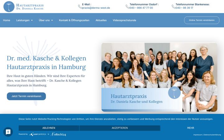 Screenshot of hautarztpraxis-osdorfblankenese.de