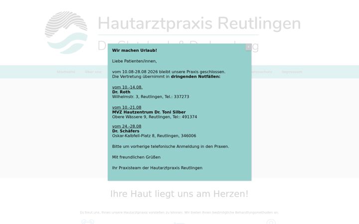 Screenshot of hautarztpraxis-reutlingen.de