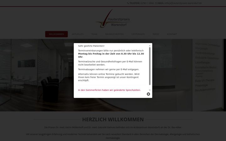 Snimka zaslona za hautarztpraxis-warendorf.de