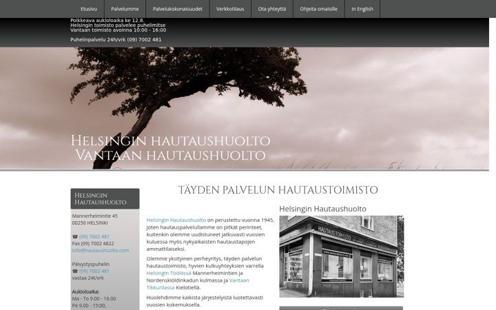 Screenshot of hautaushuolto.com