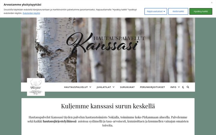 Screenshot of hautauspalvelutkanssasi.fi