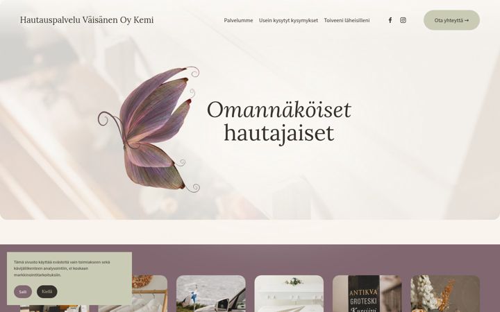 Screenshot of hautauspalveluvaisanen.fi