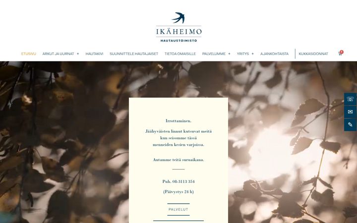 Screenshot of hautaustoimistoikaheimo.fi