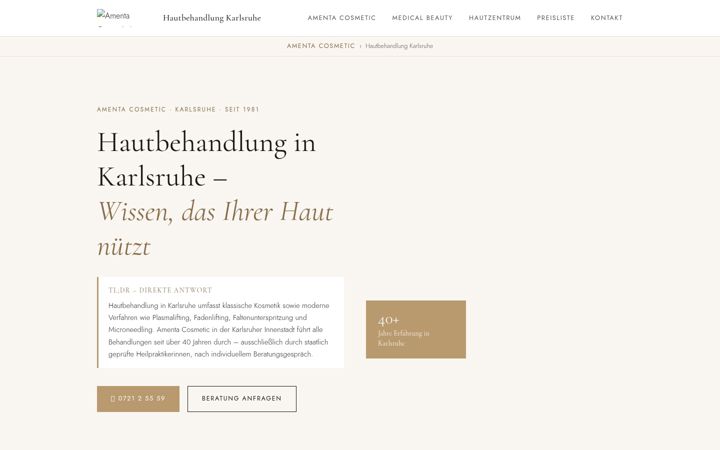 Screenshot of hautbehandlung-karlsruhe.de
