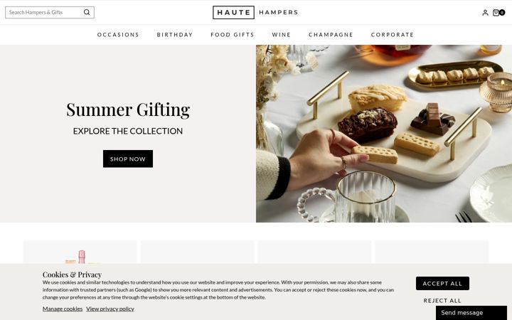 Screenshot of hautehampers.co.uk