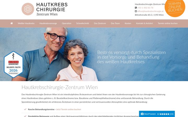 Screenshot of hautkrebschirurgie-wien.at
