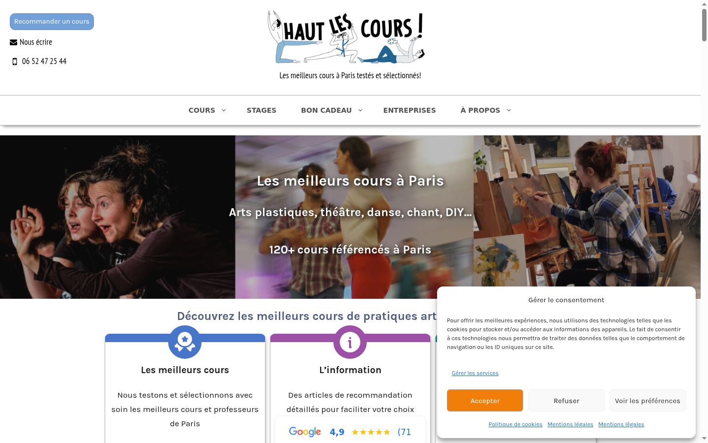Screenshot del banner di consenso mostrato prima di qualsiasi interazione