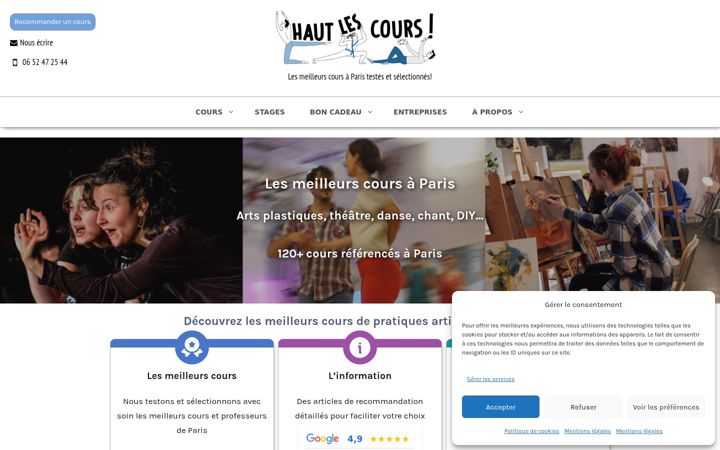 Screenshot of hautlescours.fr