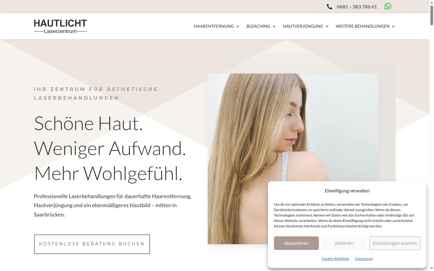 Screenshot des Einwilligungsbanners vor jeglicher Interaktion