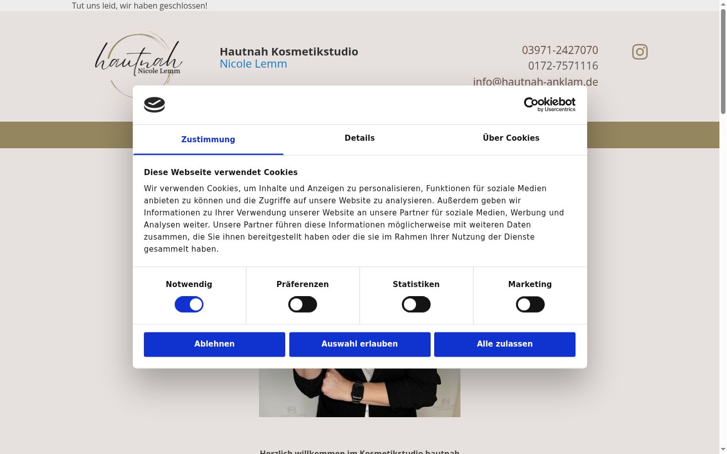 Ekraanipilt nõusolekubännerist, mida näidati enne mis tahes suhtlust